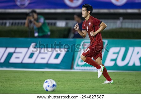 BANGKOK,THAILAND-July8:Seksit Srisai of Thailand All Stars in action during The Reading FC Thailand Tour 2015 Thailand All Stars and Reading FC at National Stadium on July 8, 2015,Thailand.