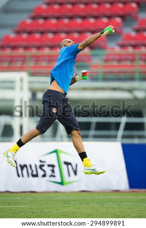 BANGKOK,THAILAND-July8:Goalkeeper Ali Al Habsi  of Reading FC in action during The Reading FC Thailand Tour 2015 Thailand All Stars and Reading FC at National Stadium on July 8, 2015,Thailand.