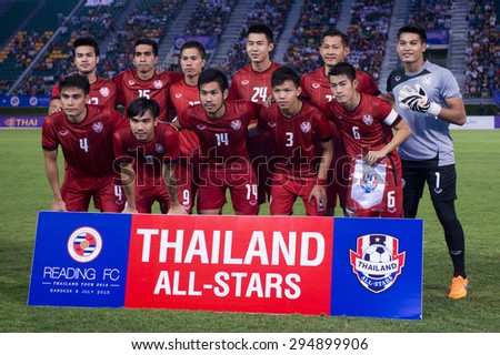 BANGKOK,THAILAND-July8:Players  of Thailand All Stars shot photo during The Reading FC Thailand Tour 2015 Thailand All Stars and Reading FC at National Stadium on July 8, 2015,Thailand.