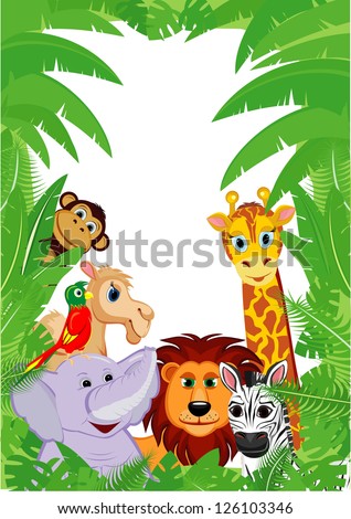 Jungle Animals Frame With Copy Space Stock Vector Illustration ...