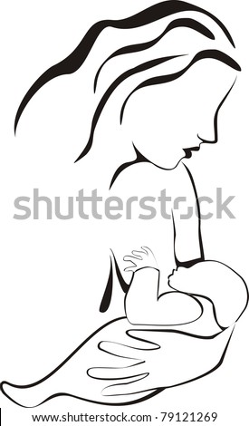 Silhouette Of Young Woman Breastfeeding Her Baby Stock Photo 79121269 ...