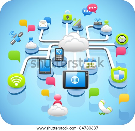 Tablet PC,cloud computing,network concept