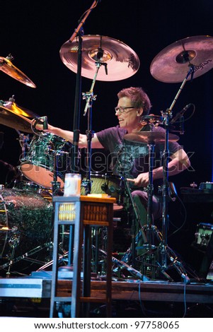 LONG BEACH, CA - MARCH 14: Dan Wojciechowski of the Peter Frampton band played to a sold out crowd on March 14, 2012 at the Terrace Theatre in Long Beach, California.