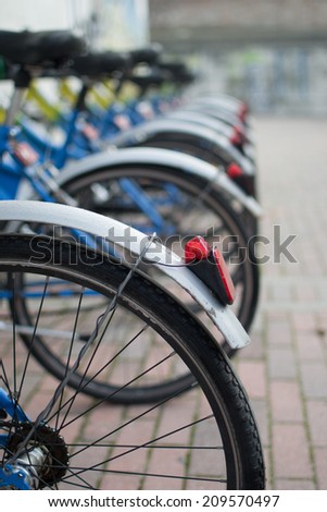 parked bicycles to be rented