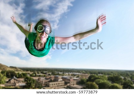 a woman flying in the air solo