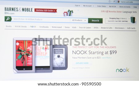NEW YORK - DEC 9: Barnes & Noble has shipped (not sold) one million units since the Nook Tablet’s mid-November launch as of Dec 9, 2011 in New York. Nooks are competing with Kindles and Apple Ipads.