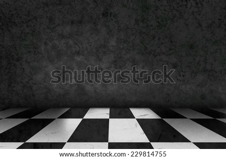 chess background interior in a dark room and moss on wall