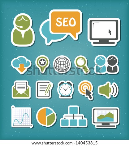 SEO and information technologies icons set