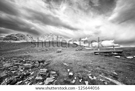 Beautiful landscape mountain black and white