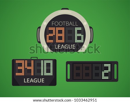 Soccer / Football Electronic Scoreboard for Player Replacement. Extra Time Panel. Sport Vector Illustration.