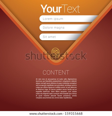 Red, orange, v shape composition edition of a scalable futuristic minimal vector software 3d navigation layout design simple menu for printing, for web, or for mobile application for universal use 