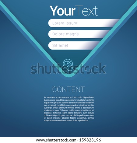 V shape, Blue color edition of a scalable abstract geometric flat gui design for placing objects, images, icons, photos, and content. For print, for desktop, application or for universal use.