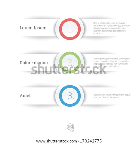 Vector design, Rgb edition of an adjustable eps10 composition an abstract minimal geometric paper background based list elements with menu field for numbering for web, print, brochure or infographics