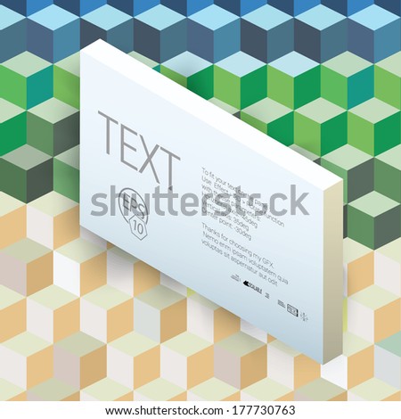 Vector design. Landscape colors edition of an abstract geometric colorful 3d infographics illustration for web, print, infochart or brochure layout graphics element with a center arranged textbox 