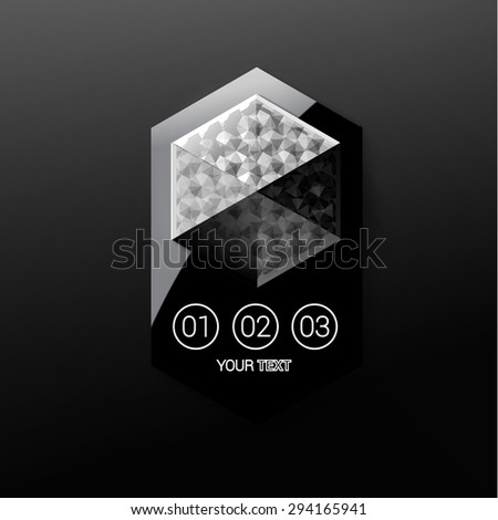 Exclusive Style Dark Corporate Composition, Black Hexagonal Diamond or Obsidian Element on a Panel with Reflection \
 Adjustable and Scalable Eps10 Illustration