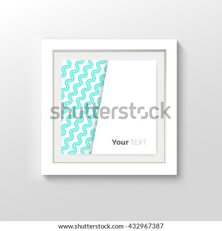 Beautiful Green and White Waves Illustration Artwork In a Bold Border Picture Frame for Your Wall  