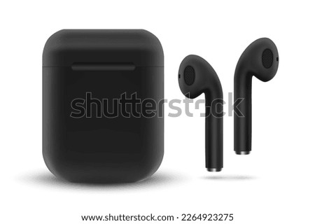 Wireless headphones in a case isolated on white background. EPS10 vector