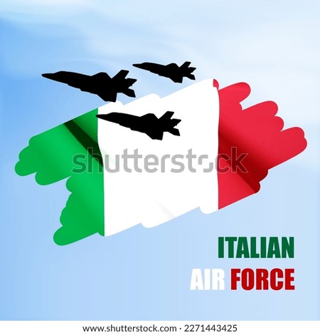 Military aircraft with Italy flag. Italian Air Forces. EPS10 vector