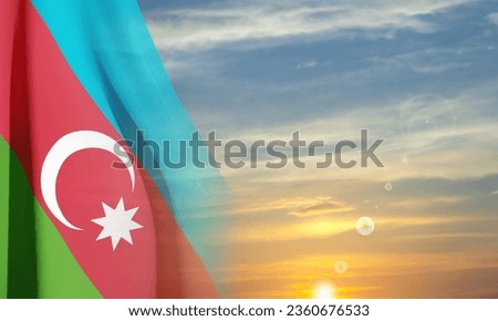 Azerbaijan flag against the sunset. EPS10 vector