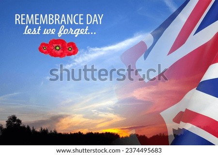 The remembrance poppy. Poppy Day background. Remembrance Day - Lest We Forget Foto stock © 