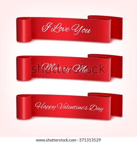 Set Of Ribbon For A Valentine'S Day. Eps10 Vector - 371313529