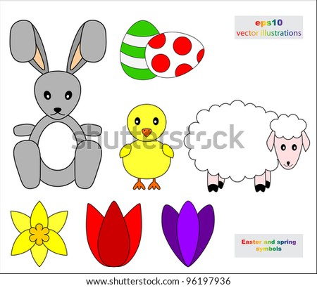 Vector illustration of collection of easter symbols