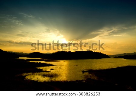 Sky sunset,Twilight time at Kaeng-Krachan Dam, Thailand National Park, Phetchaburi, Thailand
