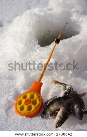 Ice fishing rod with catch