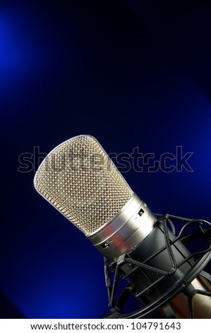 Vocal Mic on Stand Music Recording & performance concept.