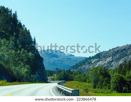 Summer mountain  landscape with road (Norway, near Odda).