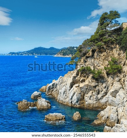 Similar – Image, Stock Photo Rippling sea with rocky coast in twilight