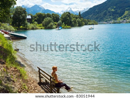 Beautiful summer Alpine  lake Zeller See view (Austria, Zell am See)