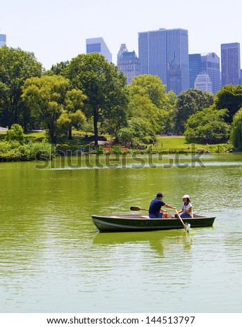 New York, NY, USA - JUNE 28:  Boaters on the famous Central Park Lake which opened in 1858 on June 28th, 2012 in New York