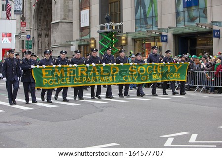 NEW YORK, NY, USA - MAR 16:  Police at the St. Patrick's Day Parade on March 16, 2013 in New York City, United States.