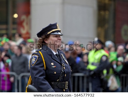NEW YORK, NY, USA - MAR 16:  Police at the St. Patrick\'s Day Parade on March 16, 2013 in New York City, United States.