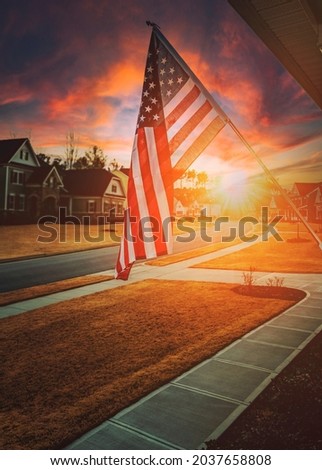 Similar – Image, Stock Photo American flag on street in New York City