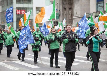 NEW YORK, NY, USA - MAR 17, 2014: The annual St. Patrick's Day Parade along fifth Avenue in New York City.