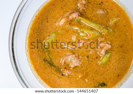 curry pork and spicy Thai food on white  background
