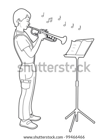 Drawing Of Trumpet Fanfare Stock Vector Illustration 99466466 ...