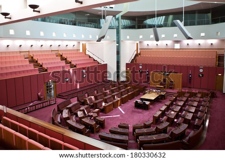 CANBERRA - DEC 12: Inside Senate, the upper house of the bicameral Parliament of Australia. December 12th, 2011 Canberra Australia