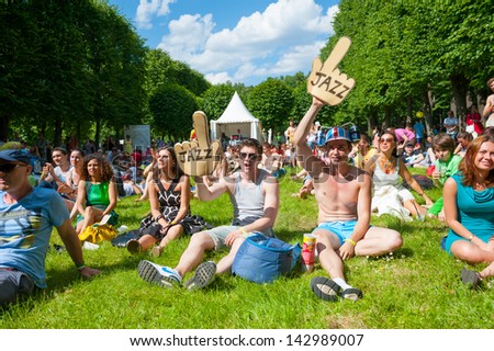 MOSCOW - JUNE 15: People attend open-air concert on X International Jazz Festival \