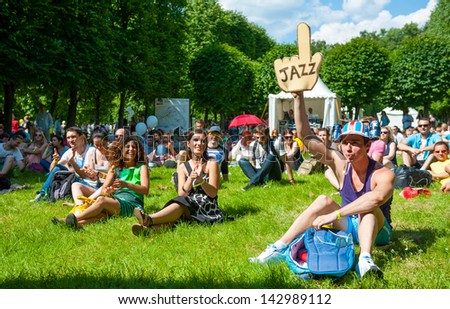 MOSCOW - JUNE 15: People attend open-air concert on X International Jazz Festival \