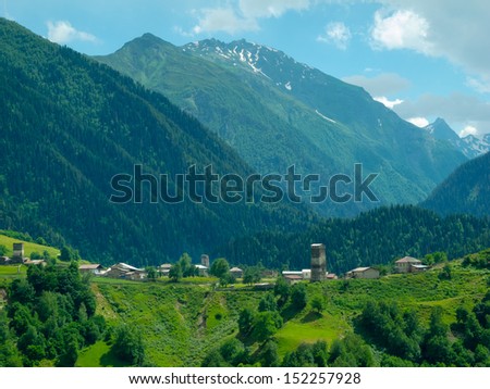 Country landscape in Svaneti, Georgia