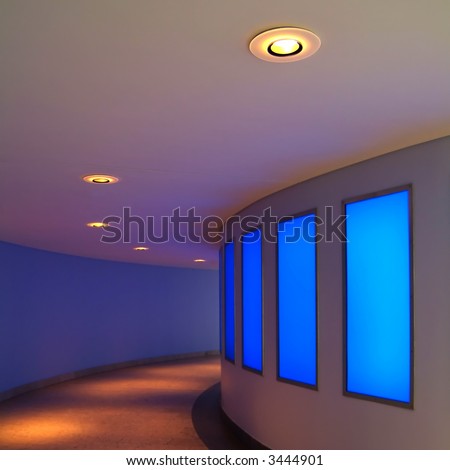 modern interior with blue lightwall