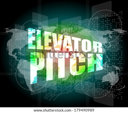 elevator pitch words on business touch screen interface
