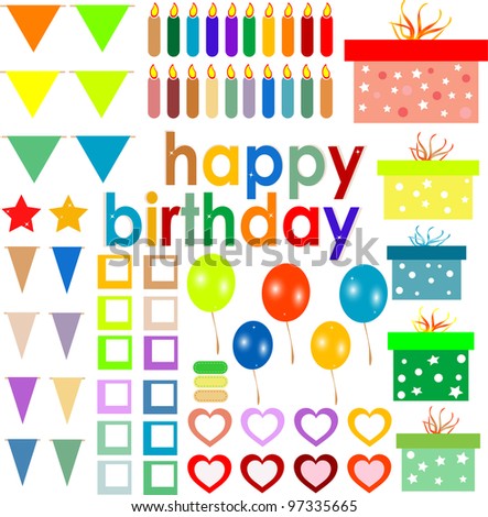 birthday holiday design elements for scrapbook. vector