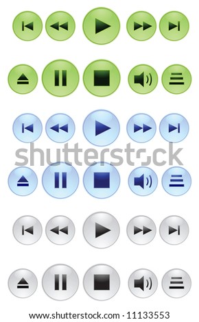 Collection of buttons for mediaplayers. Vector illustration