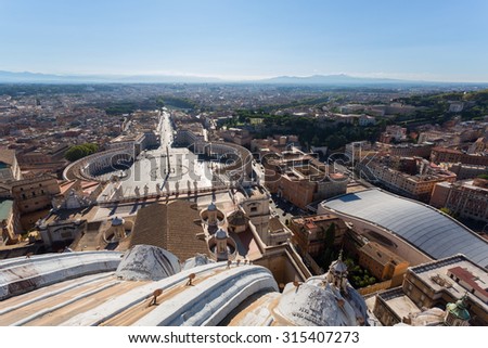 View from St. Peters Cathedral on St. Peter Square, Rome, Italy