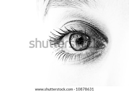 Close-Up Of Eye And Face In Black And White. Shallow Dof. Stock Photo ...