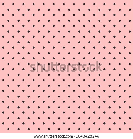 Seamless polka dot pattern. Black dots on pink background